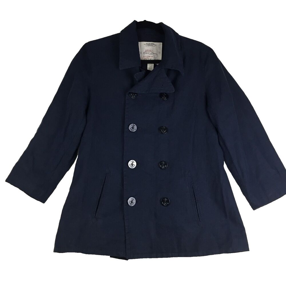 RALPH LAUREN Polo Jeans Co Men's Pea Coat Nautical Double Breasted Jacket Large